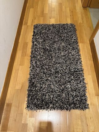 2 Alfombras Shaggy Gris y Negro