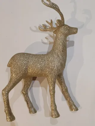 Figura Reno Navideño Dorado Brillante