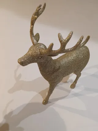 Figura Reno Navideño Dorado Brillante