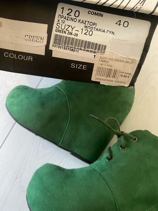 Botines Exé verdes piel con cordones y plataforma