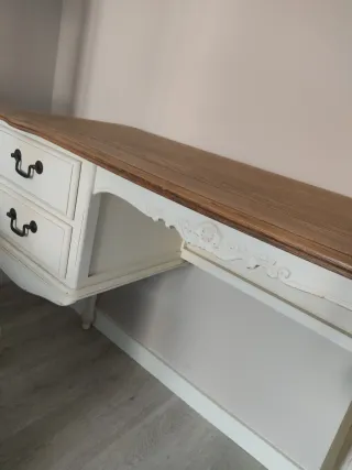 Lote de escritorio tocador madera blanco y marrón