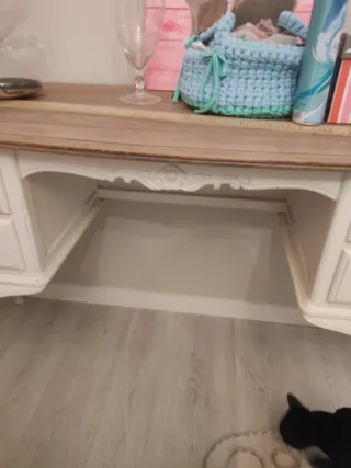 Lote de escritorio tocador madera blanco y marrón