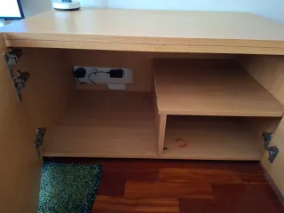 Mueble TV Comedor Madera y Cristal