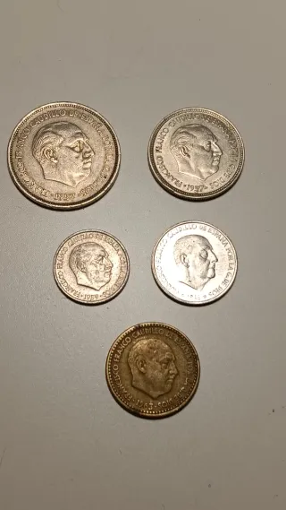Lote 5 monedas Francisco Franco 1957-1963