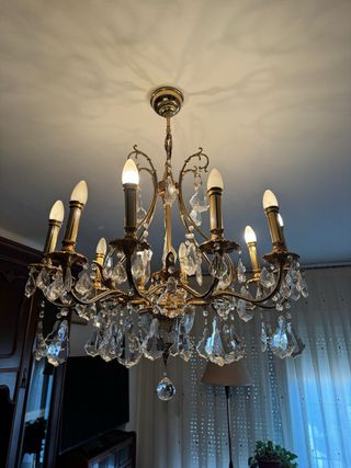 Lámpara de araña vintage dorada