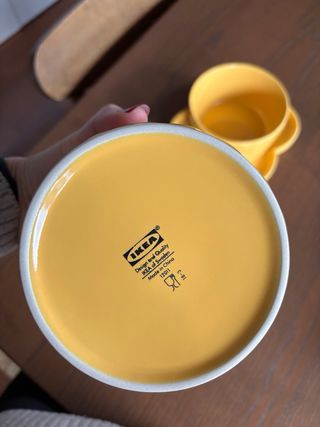 Conjunto Tigela + Prato IKEA Amarelo
