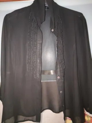 Camicetta donna nera con rouches