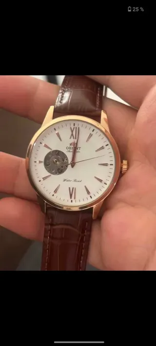 Reloj Orient Automático Open Heart Oro Blanco