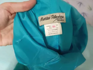 Vestido fiesta azul turquesa con volantes