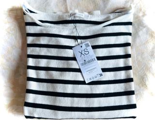 Jersey Stradivarius Rayas Blanco y Negro Talla XS