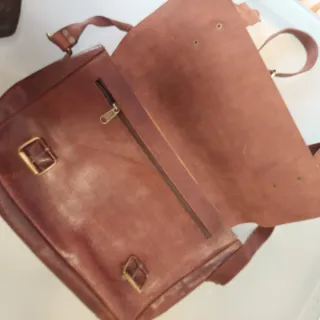 Bolso cartera piel marrón artesano