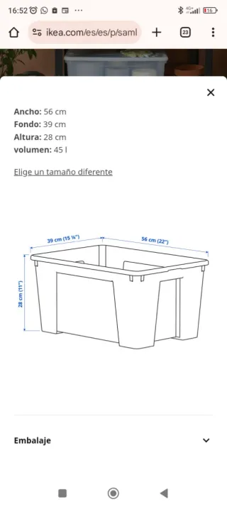 Caja organizadora Ikea 45L Transparente