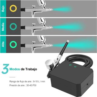 SET Aerografo con Compresor 40PSI Dual