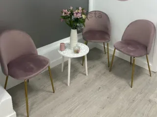 Juego de 4 sillas de terciopelo rosa