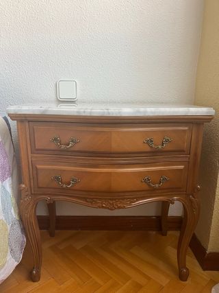 Mesilla de noche clásica madera y mármol (2 und)
