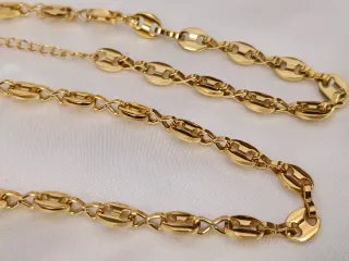 Conjunto Collar y Pulsera Acero Bañado Oro