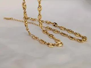 Conjunto Collar y Pulsera Acero Bañado Oro