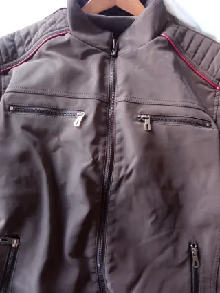 Chaqueta estilo biker  Marrón con forro polar Tl.L