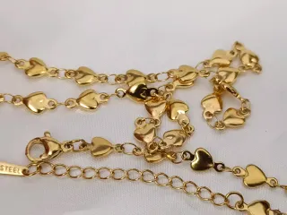 Conjunto collar y pulsera acero bañado oro