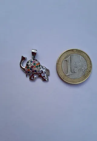 Colgante Elefante Plata Multicolor