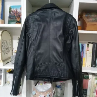 Chaqueta Biker Piel Mango Negra