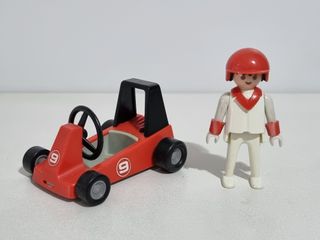 Playmobil 3575 Antiguo Piloto Kart Coche Rojo Kart