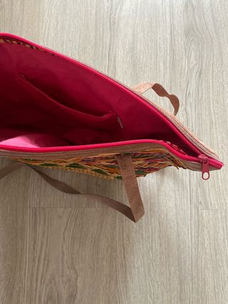 Capazo rafia multicolor con asas