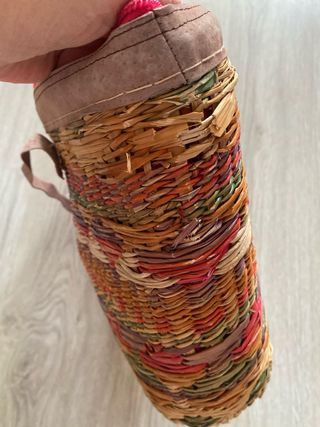 Capazo rafia multicolor con asas