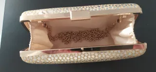 Bolso de fiesta beige y dorado