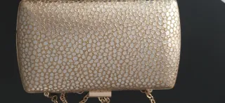 Bolso de fiesta beige y dorado