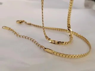Conjunto Collar y Pulsera Acero Bañado Oro