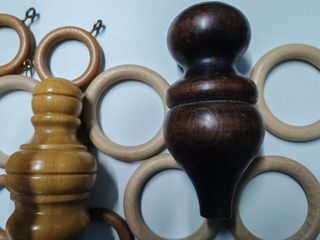 Lote Soportes y Anillas Madera Cortina