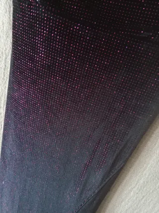 Vestido fiesta Bershka XS negro purpurina rosa