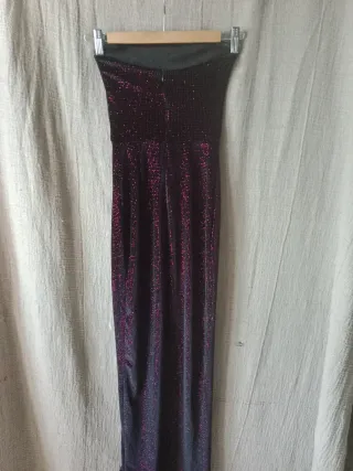 Vestido fiesta Bershka XS negro purpurina rosa