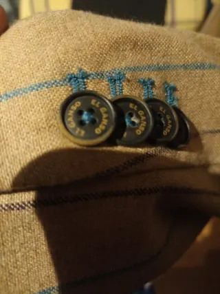 Blazer El Ganso Rayas Beige y Azul Con bolsillos