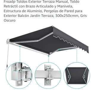 Toldo exterior manual gris