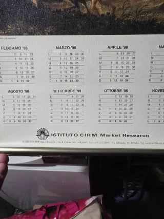 Calendario da collezione 1998