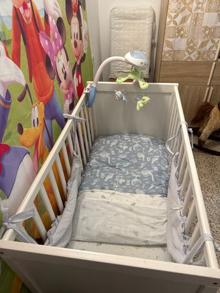 Cuna bebé blanca madera