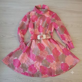 Vestido vintage floral rosa años 70