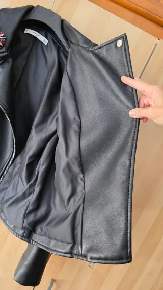 Cazadora Biker Efecto Piel Mango