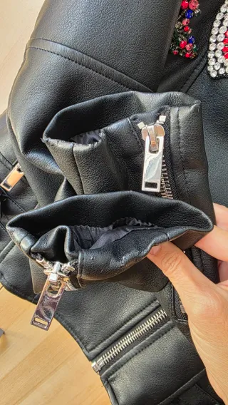 Cazadora Biker Efecto Piel Mango