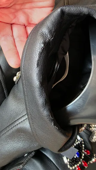 Cazadora Biker Efecto Piel Mango