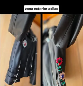 Cazadora Biker Efecto Piel Mango