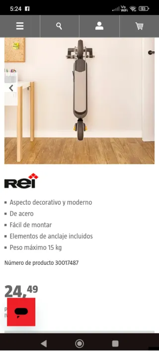 Soporte pared patinete eléctrico