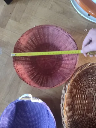 Pack 3 cestas mimbre y tela