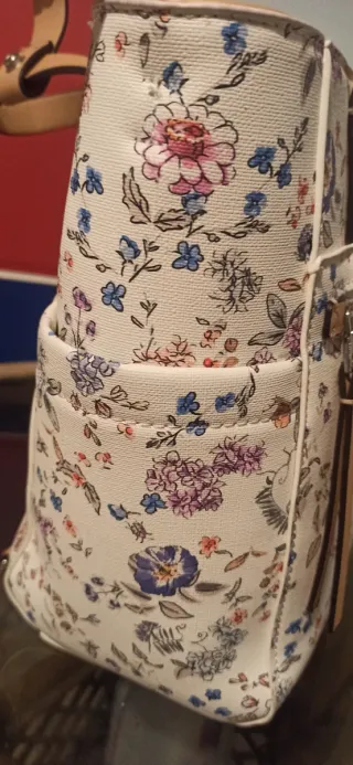 Bolso de mano floral blanco