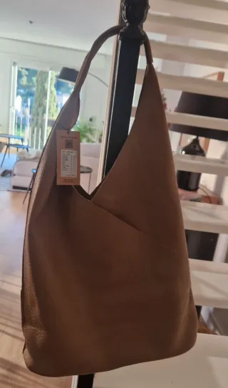 Bolso de piel G. Madrid Beige/Marrón