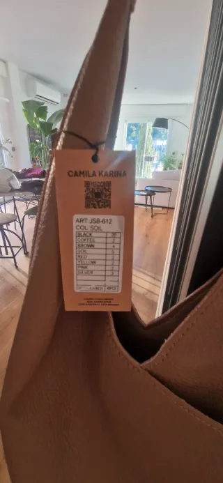 Bolso de piel G. Madrid Beige/Marrón