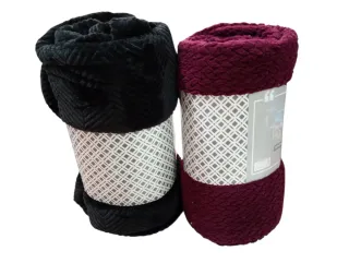 2 Mantas Sofá 160x210 cm negro y burdeos