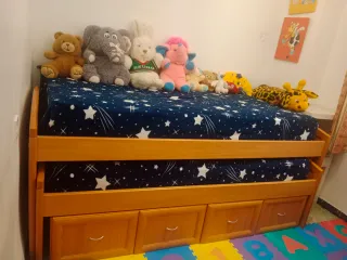 Cama nido de madera con cajones